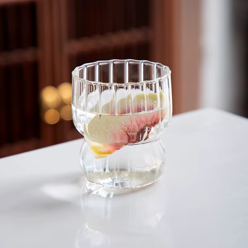 Gerippte Milchkaffee-Glastassen aus Glas, transparente Tumbler für Cocktails, Bier, Soda oder Saft, transparent - Bild 3