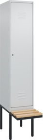 C+P Spind Classic PLUS Garderobenspind mit Sitzbank, 1 Abteil, Grau/Schwarz, B/T/H: 212,0 x 40,0 x 81,5 cm - Bild 1