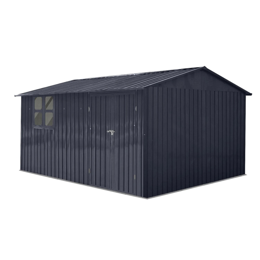 Albatros Profi Gerätehaus XXXL aus verzinktem Metall in Anthrazit mit Schloss und Werkzeughaken, B/T/H: 371 x 304 x 201 cm - Bild 3