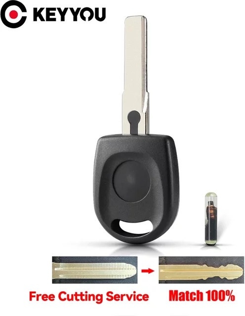KEYYOU Transponder Auto Schlüssel Fall HU66 mit Blank Klinge für VW Passat Golf Phaeton Käfer Polo in Schwarz mit Schneiden Service - Bild 1