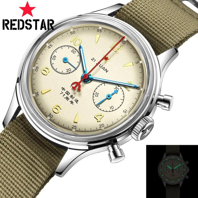 Red Star Chronograph, Handaufzug, Edelstahl, 38 mm, Herren - Bild 1