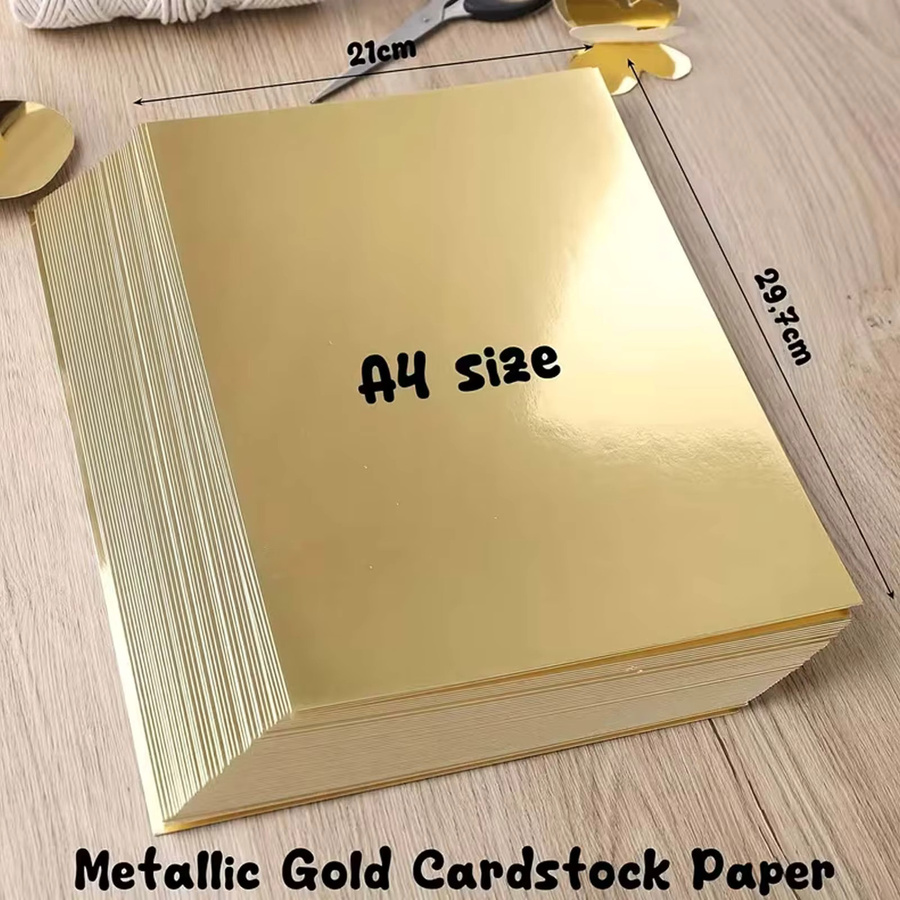 10 bis 20 Blatt Glänzendes Metallgold-Kartonpapier in A4 für DIY Bastelarbeiten und Papierkunst - Bild 2