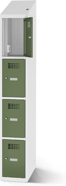 rotstahl Fächerschrank mit Ladefunktion und 4 Fächern in Hellgrün, B: 40 cm, H: 200 cm - Bild 1