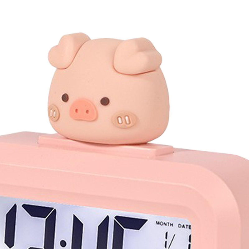 Tooarts Digitale LED Desktop Wecker mit Cartoon-Design, Temperaturanzeige, Datum und Beleuchtung, Rosa - Bild 6