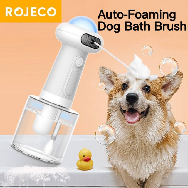 ROJECO Automatischer Schaumspender für Haustiere, intelligenter Seifenspender für Katzen und Hunde, USB-aufladbar, Weiß - Bild 1
