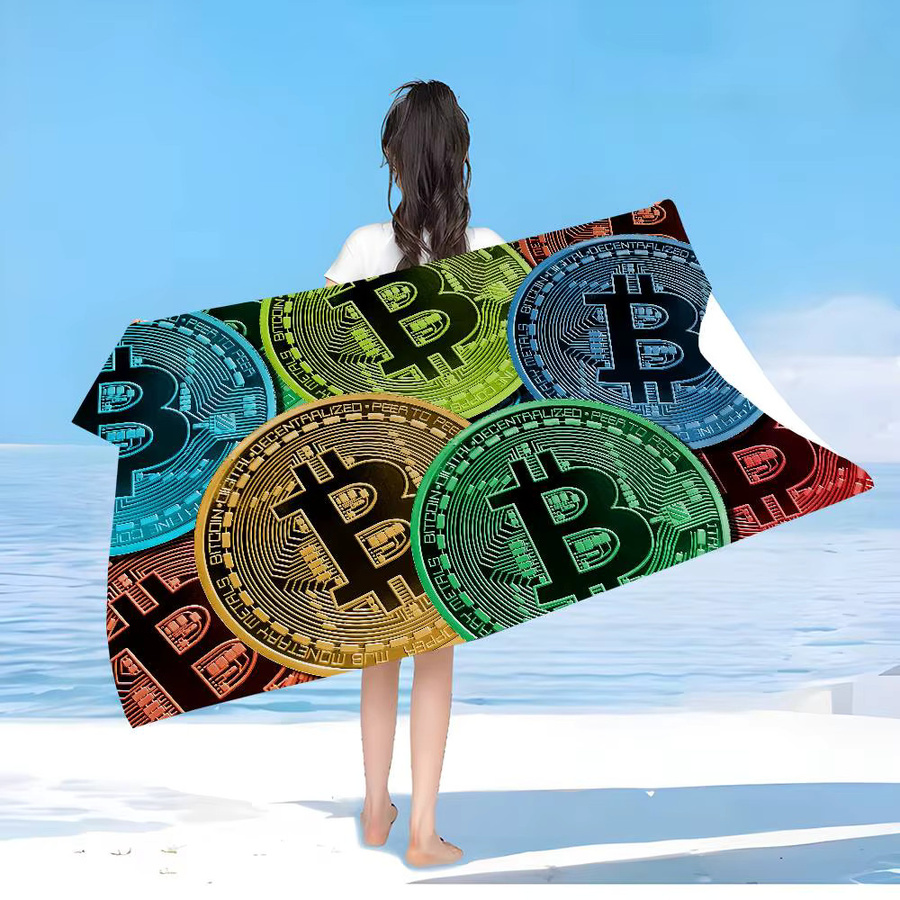 B-Bitcoin Mikrofaser Strandtuch für Sand und Pool, schnelltrocknendes Handtuch in Multicolour, Unisex - Bild 5