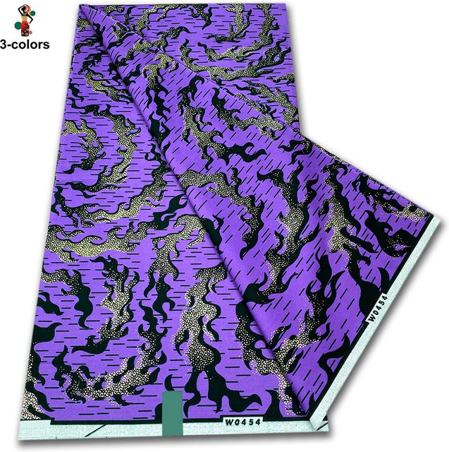 YISONG Afrikanischer Wachsstoff Royal Satin Prints aus 100% Baumwolle in Multicolour und Purple, 6 Yards Ankara Stoff - Bild 1