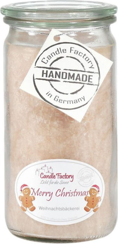 Mini Jumbo Merry Christmas Duftkerze Candle Factory, beige und mehrfarbig, Stumpenkerze aus Wachs und Stearin, Höhe: 13,5 cm, Durchmesser: 7 cm - Bild 1