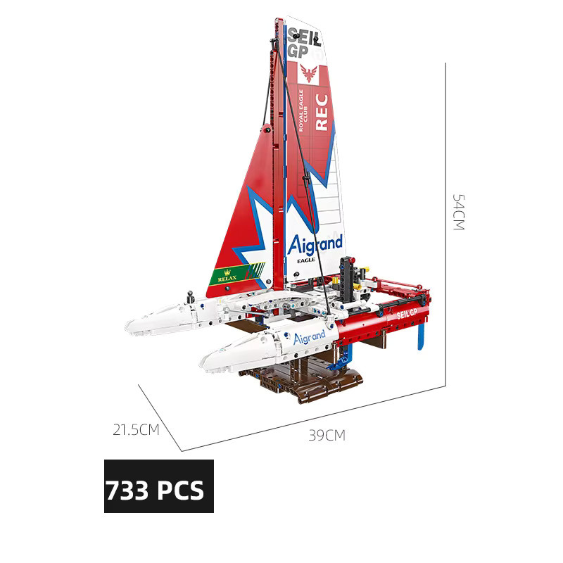 Xturboman Idee SailGP Rennboot F50 Hydrofoil Katamaran, Baustein, Spielzeug - Bild 2
