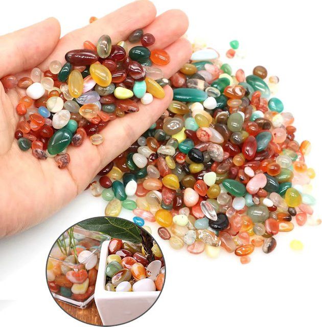 Bunte Achat Kristall Kieselsteine von IFITU PUBO als dekorative Natursteine für Aquarien und Luftpflanzen, 100g bis 200g, Größe: 1 bis 1,6 cm - Bild 1