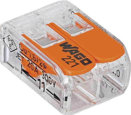 WAGO 221-412-1 Verbindungsklemme flexibel und starr, 2-polig, Transparent und Orange - Bild 1