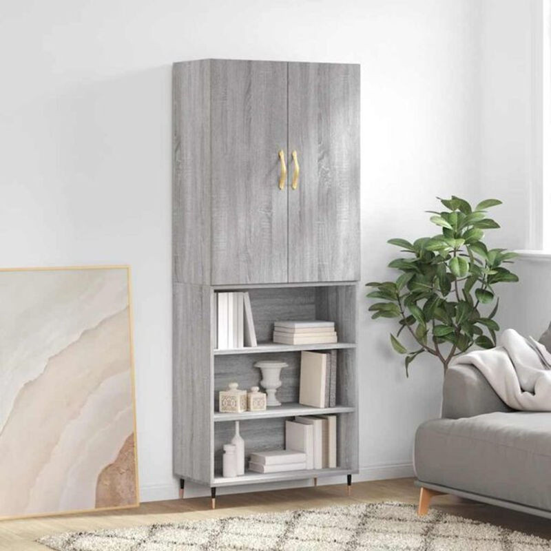 Vidaxl Highboard Modern in Grau aus Holzwerkstoff und Metall, B/T/H: 69,5 x 34 x 180 cm - Bild 1