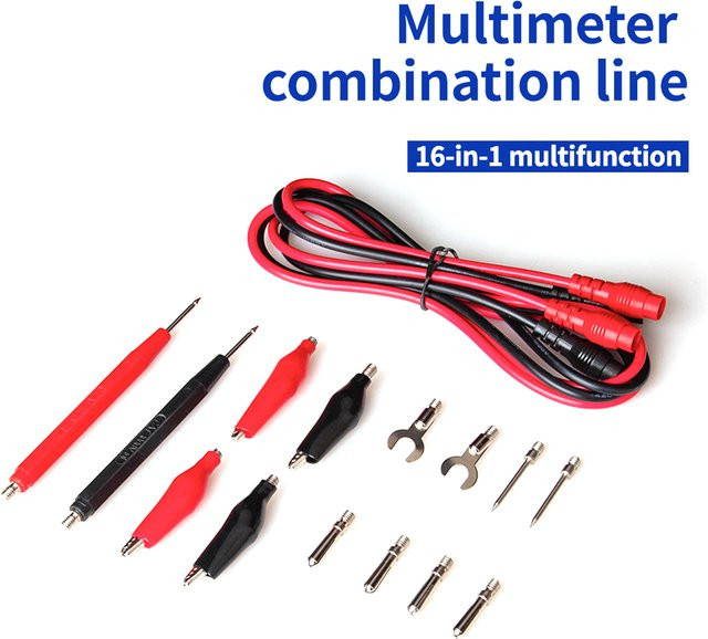 16-teiliges digitales Multifunktions-Testkabel-Set mit superscharfen Spitzen und Silikon-Testleitungen in Rot von meterk - Bild 1