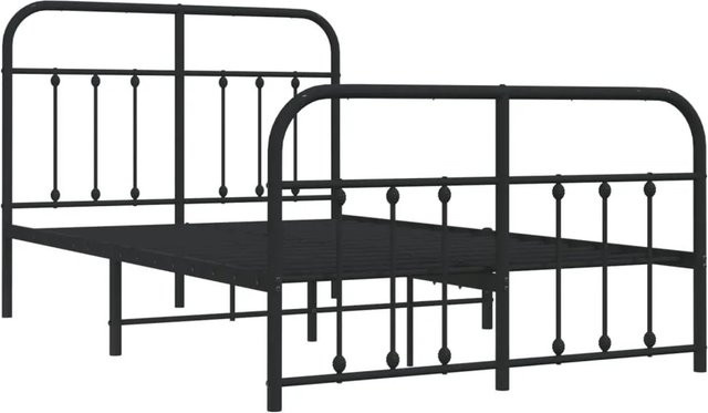 vidaXL Bettgestell aus Metall mit Kopfteil und Fußteil in Schwarz, B/T/H: 120 x 200 x 125 cm - Bild 1