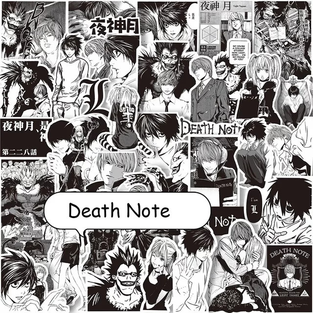 65er Set Anime Death Note Aufkleber von GOGOTU in Schwarz und Weiß zur Dekoration von Laptop, Koffer und Fahrrad - Bild 1
