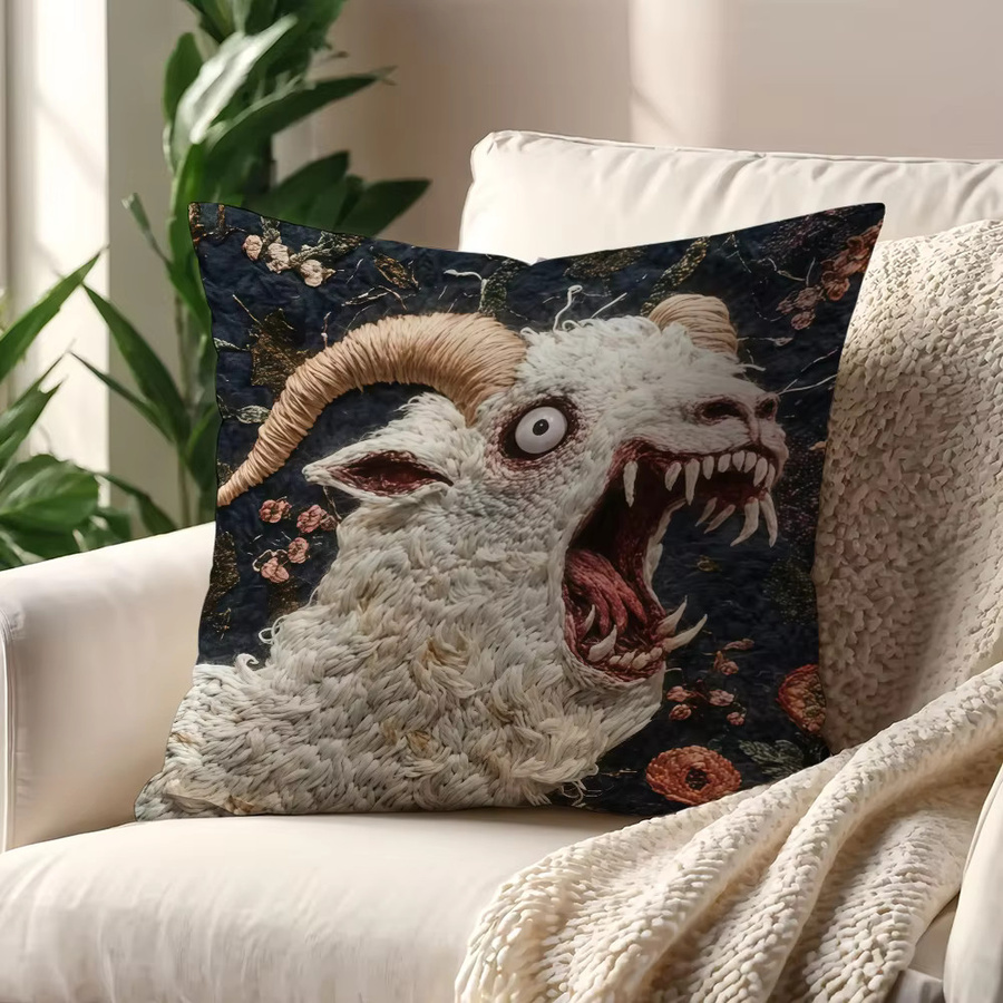 Pooky Goat Face Kissenbezug mit Ziegen-Motiv in Mehrfarbig, Quadratisch, Breite: 30 cm, Höhe: 30 cm - Bild 3
