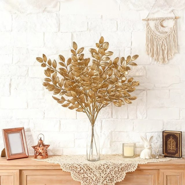 Künstliche Pflanze mit goldenen Blättern von yusheng zur Dekoration für Hochzeit, Garten und Innenräume in Gold - Bild 1