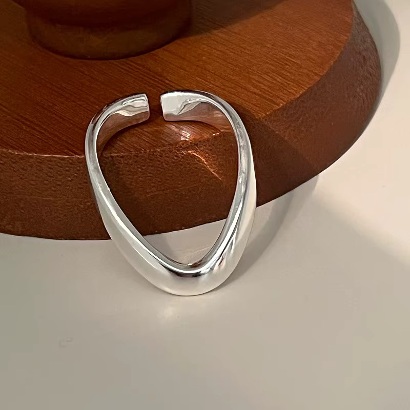 ANENJERY Offener Ring, Unregelmäßige Geometrie, V-form, Unisex - Bild 4