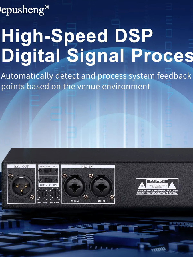 DEPUSHENG Feedback Destroyer HT-2300 mit One-Key Auto Anti-Feedback Notch-Filter in Schwarz für KTV, Bühne und Konferenzen - Bild 4
