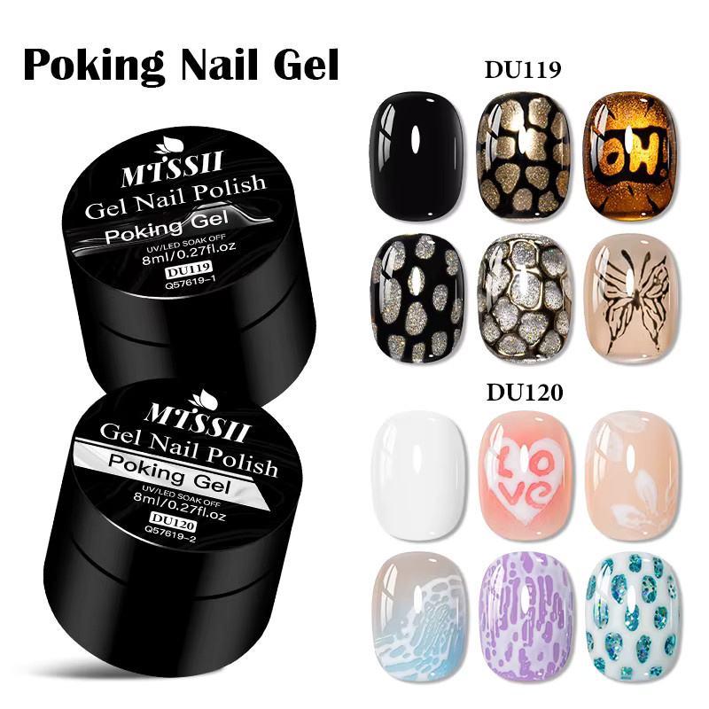 MTSSII Poking Nail Gel, Weiß & Schwarz, 8 ml, Glänzend - Bild 5