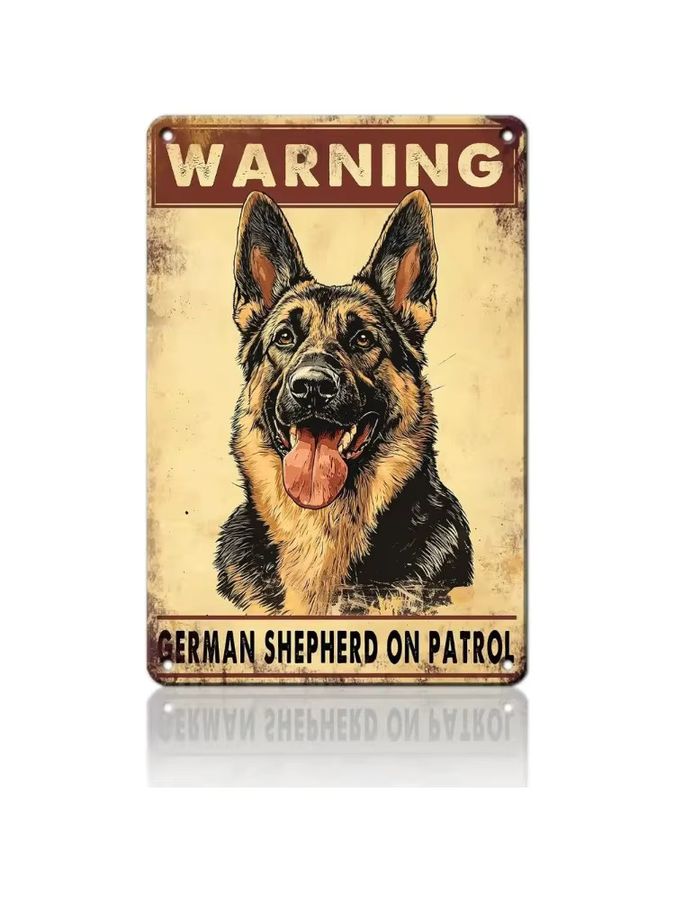 Potdemiel Vintage Metallblechschild Deutscher Schäferhund Warnschild zur Dekoration, Breite: 20 cm, Höhe: 30 cm - Bild 2