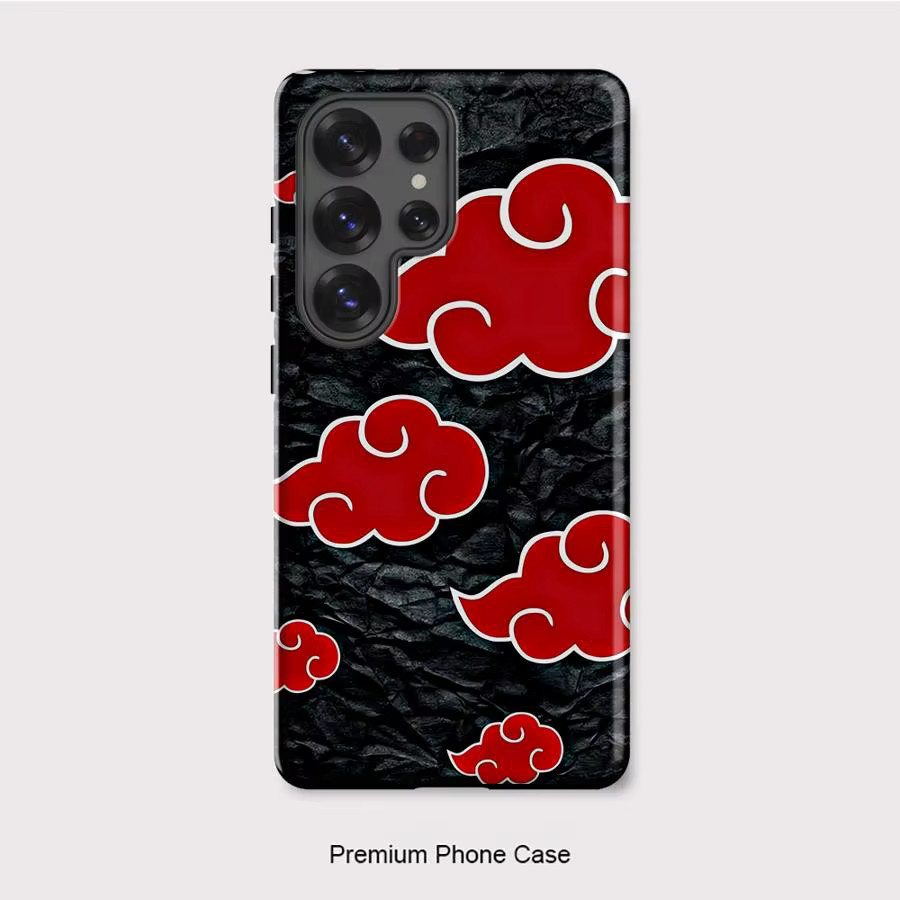 Akatsuki Handyhülle mit rotem Wolkenmuster für Samsung Galaxy S26 S25 Ultra S24 Ultra S23 Ultra S20 FE A56 A36 A26 A16 in Schwarz und Rot - Bild 2