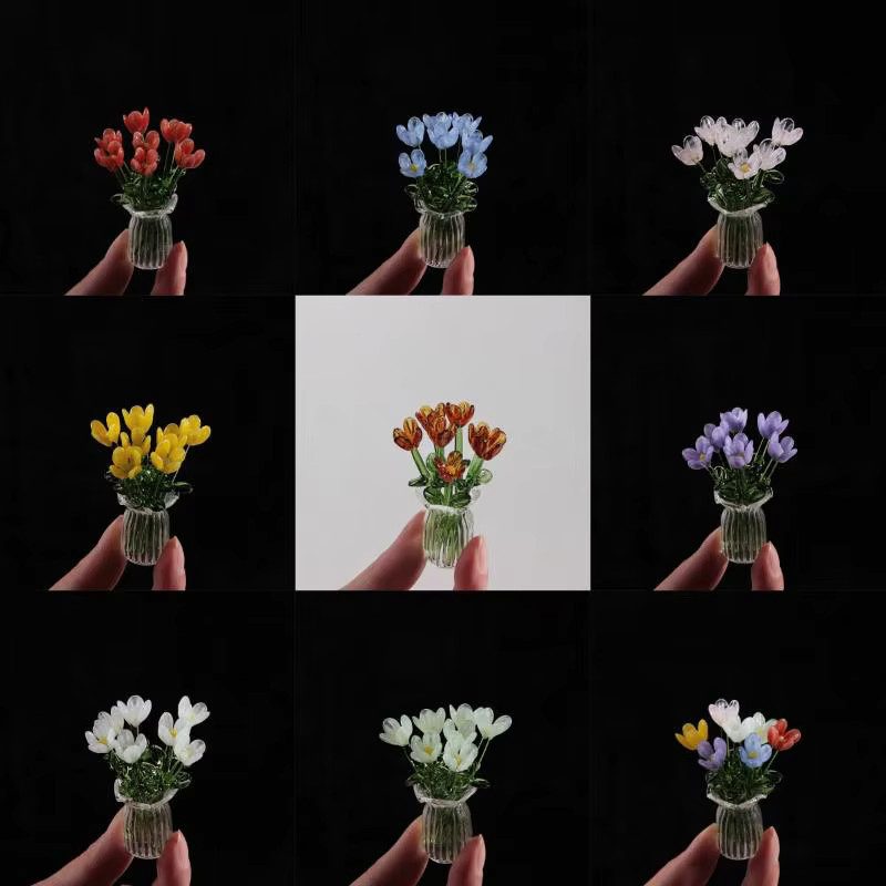 Realistische künstliche Tulpen aus Glas im 6er-Set, bunte Simulations-Blumen für moderne Tischdekorationen - Bild 4