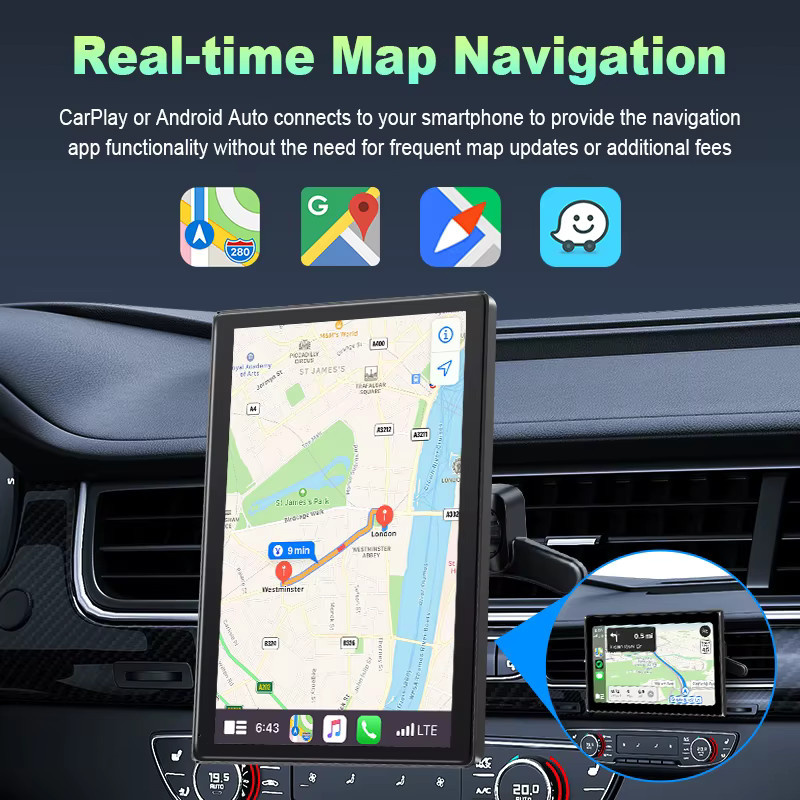 Srnubi 7 Zoll Carplay Autoradio mit Android-Unterstützung und magnetischer Halterung in Schwarz - Bild 5