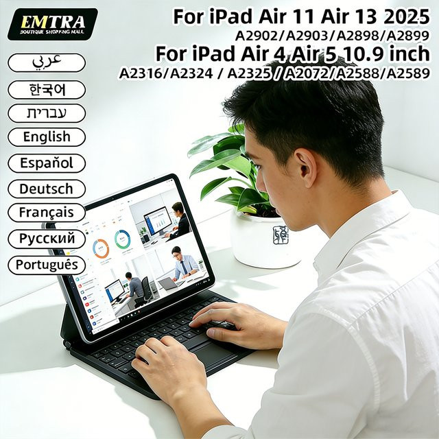 EMTRA Magic Keyboard Hülle für iPad 12.9 Zoll, Bluetooth Magnetische Smart Folio Abdeckung in Schwarz - Bild 1
