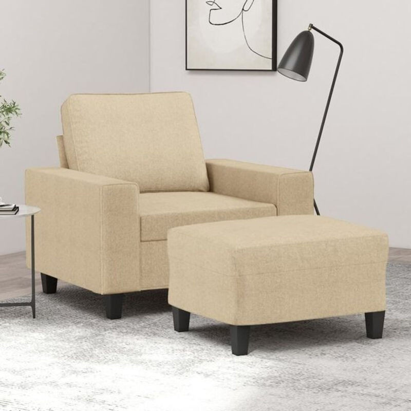 Modernes vidaxl Schlafsessel Set mit Hocker in Beige aus Stoff und Metall - Bild 1