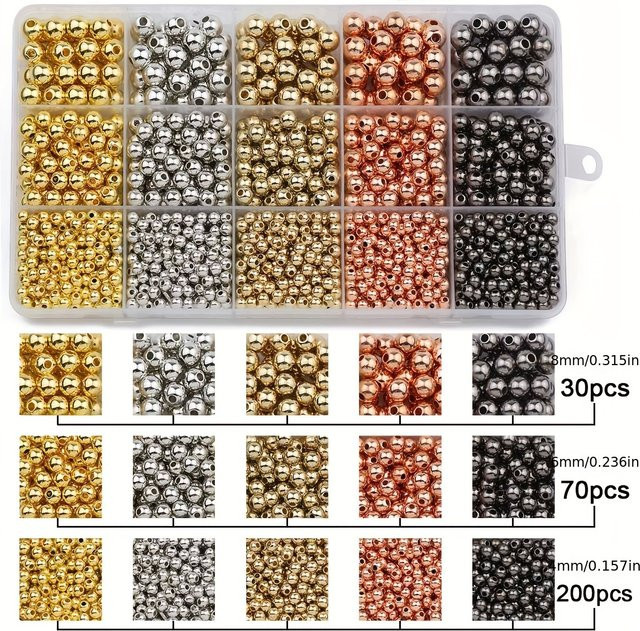 JHNBY Perlen Spacer, Silber/Gold Farbe, 4/6/8mm, Unisex - Bild 1