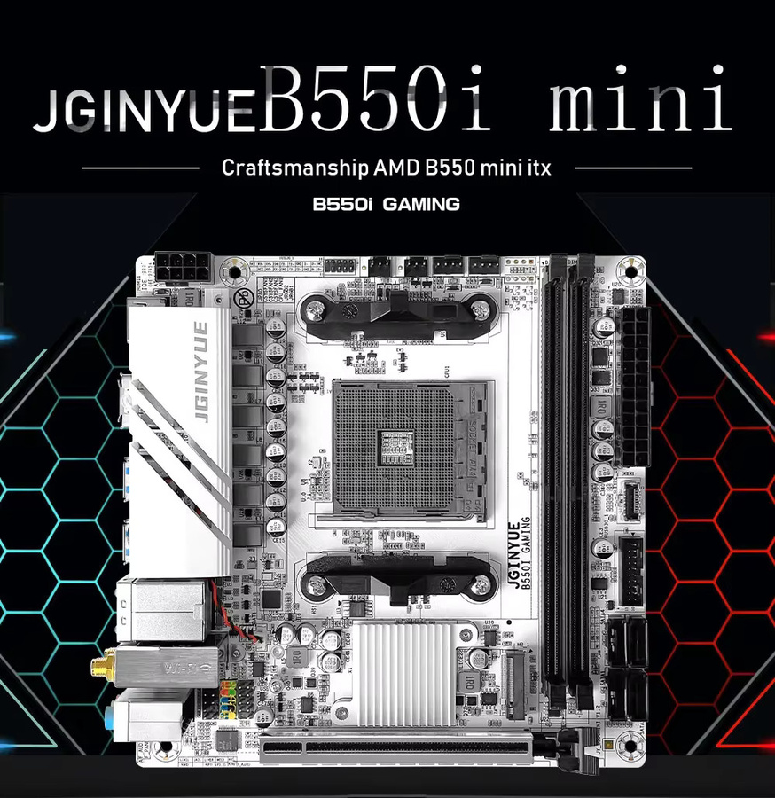 JGINYUE B550 Serie Mainboard AM4 mit DDR4 Dual Channel, M.2 NVMe und 4x SATA 3.0, Weiß - Bild 4