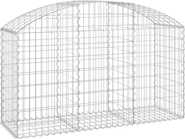 vidaXL Gabione mit Hochbogen aus verzinktem Eisen in Silber, B/T/H: 150 x 50 x 80/100 cm - Bild 1