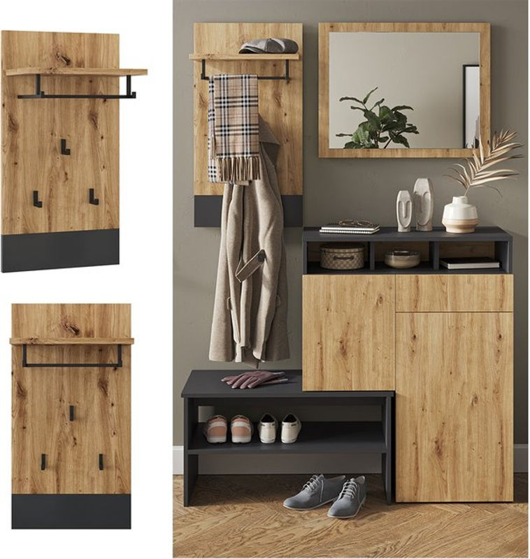 Vicco Wandgarderobe Selena Panel in Eiche und Anthrazit, B/H: 44 x 83 cm - Bild 2