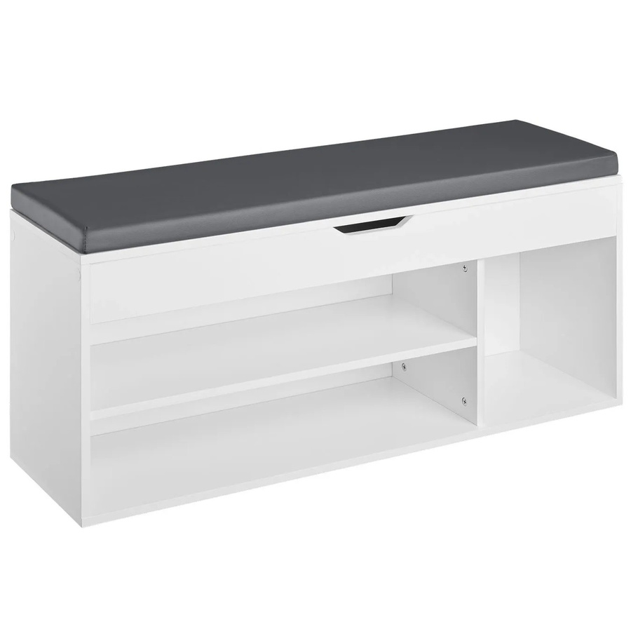 tectake Schuhbank Natalya mit Sitzpolster für 9 Paar Schuhe, Weiß, B/T/H: 104 x 30 x 49 cm - Bild 2