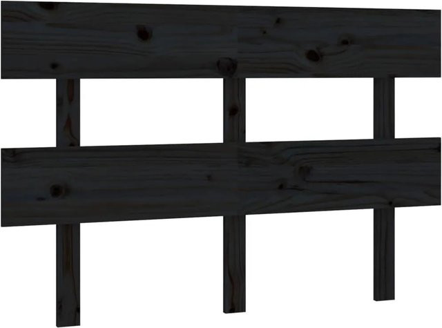 vidaXL Kopfteil aus Massivholz Kiefer in Schwarz mit rustikaler Optik, Breite: 124 cm, Tiefe: 3 cm, Höhe: 81 cm - Bild 1
