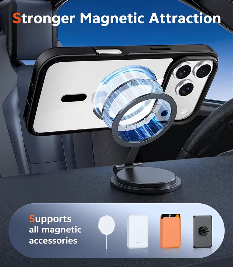 Stoßfeste transparente magnetische MagSafe Handyhülle von OLPAY für iPhone 17 Air, 16, 15, 14, 13, 12 und 11 Pro Max Plus - Bild 3