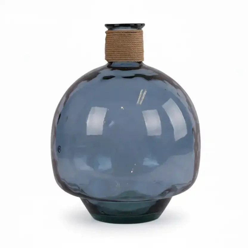 Lolaa Vase Valencia aus recyceltem Glas in Blau, rund, Durchmesser: 34 cm, Höhe: 40 cm - Bild 1