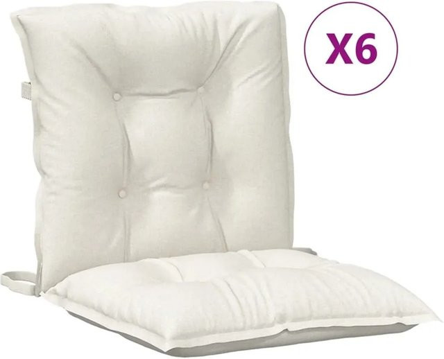6er Set vidaXL Niedriglehner-Auflagen aus Polyester in Melange Creme, B/T/H: 100 x 50 x 7 cm - Bild 1