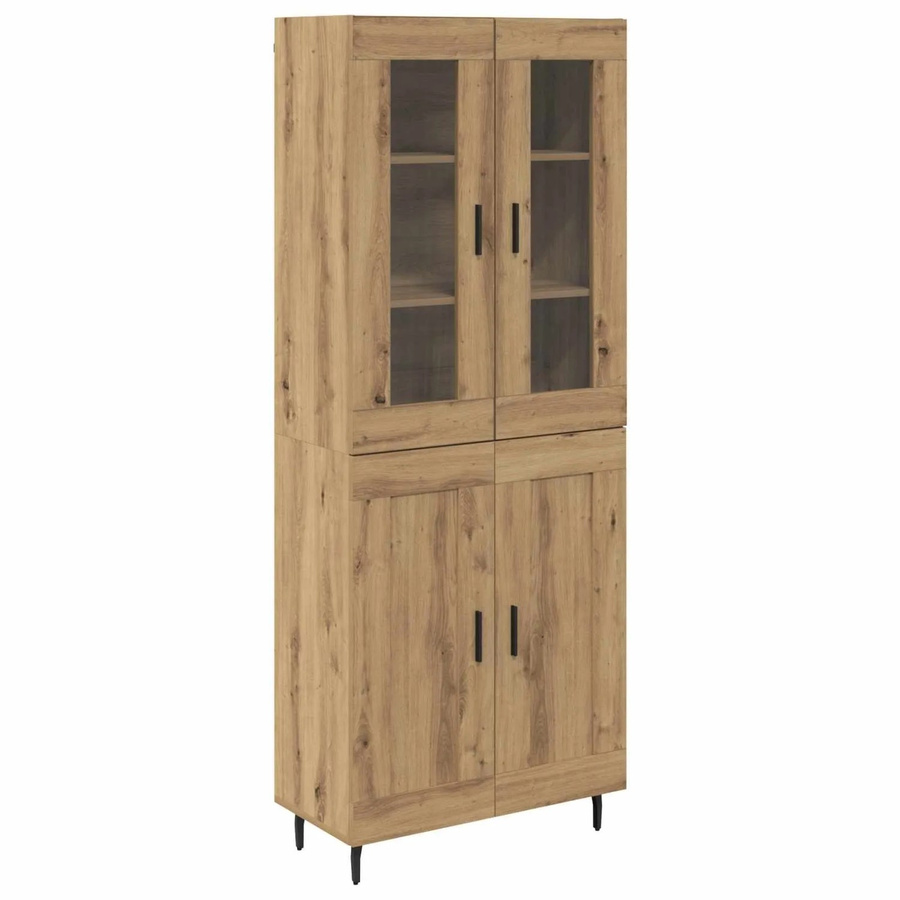 vidaXL Highboard 2-teilig Artisan-Eiche mit Glastüren aus Glas und Engineered Wood, B/H/T: 180 x 69,5 x 40 cm - Bild 2