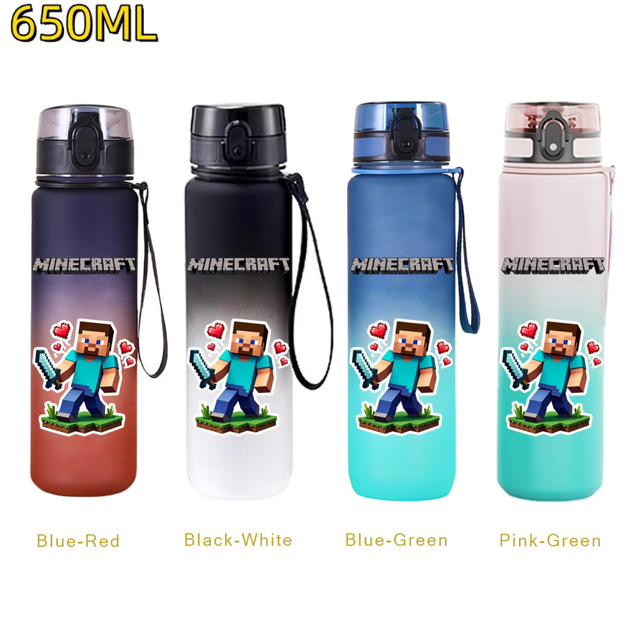 Minecraft Sporttrinkflasche, 650ml, auslaufsicherer Kunststoff-Wasserbecher - Bild 3