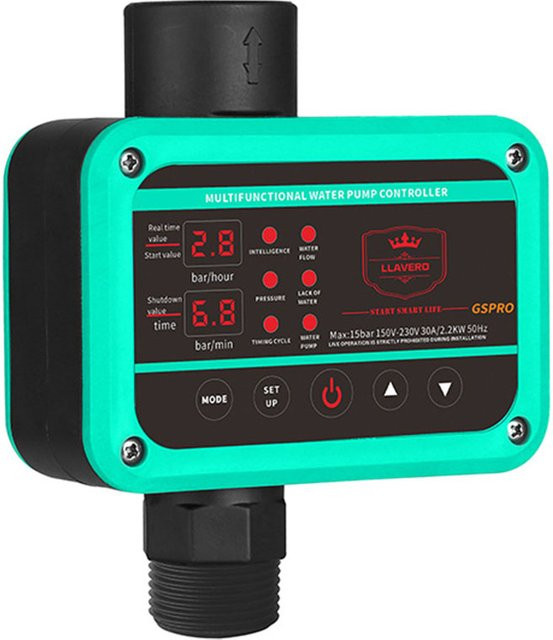GS Pro Intelligenter Druckregler für Wasserpumpen, 0–10 bar, 2,2 kW, G1-Gewinde, in Grün und Türkis - Bild 1
