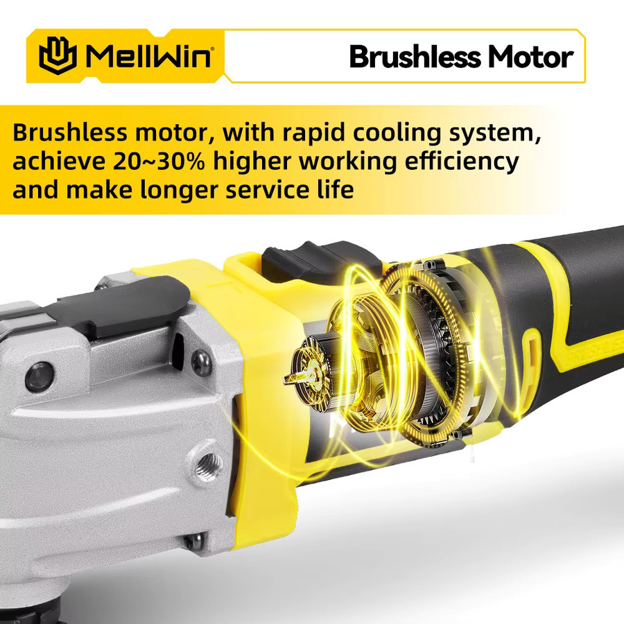 MELLWIN Bürstenloses oszillierendes Multifunktionswerkzeug mit 25000 OPM und 6+3 Geschwindigkeitsstufen, gelb, kompatibel mit Makita LXT 18V Akku - Bild 3