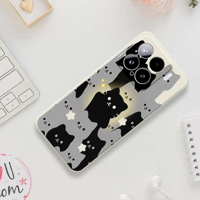 Silikon Handyhülle mit Katzenmuster für Xiaomi Mi 15 Ultra, Mi 14T, 13T, 12T, 11T Pro in Multicolour - Bild 1