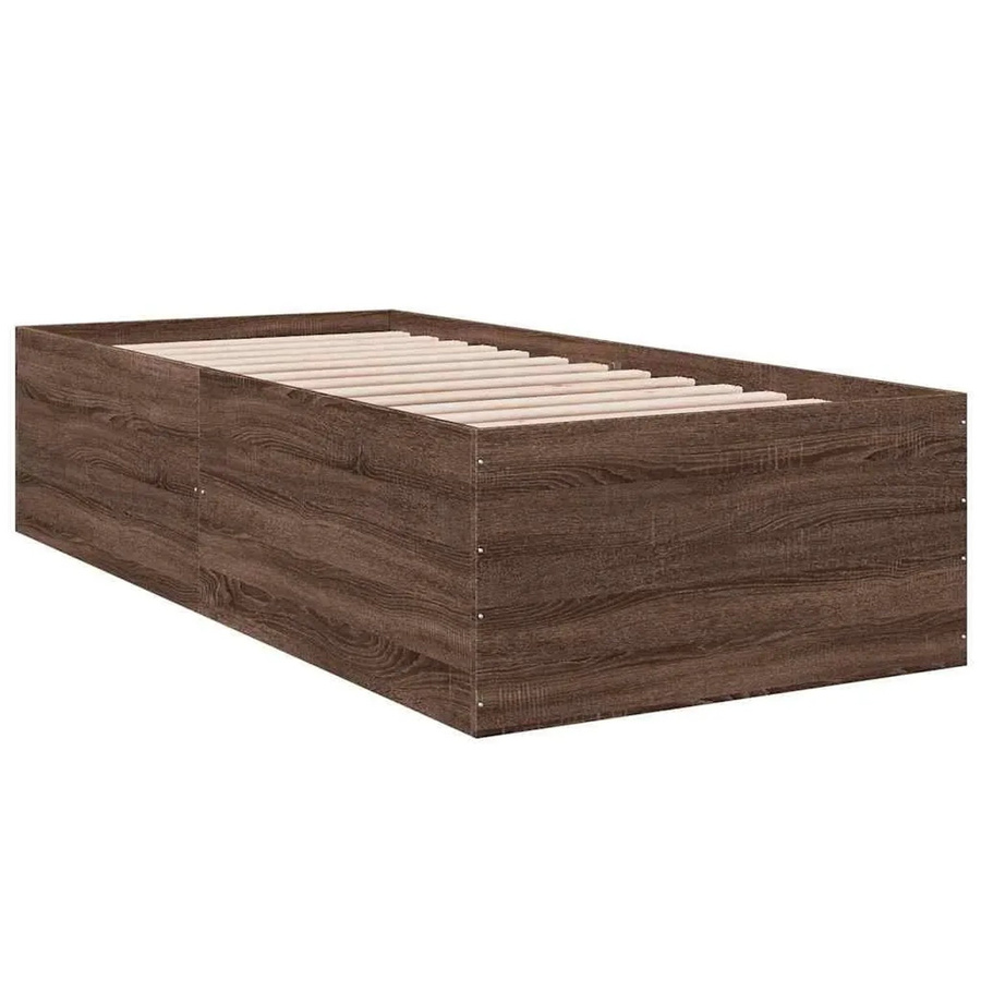 vidaXL Bettgestell in Eiche Braun aus Holzwerkstoff, Modernes Design, B/T/H: 90 x 200 x 45 cm - Bild 2