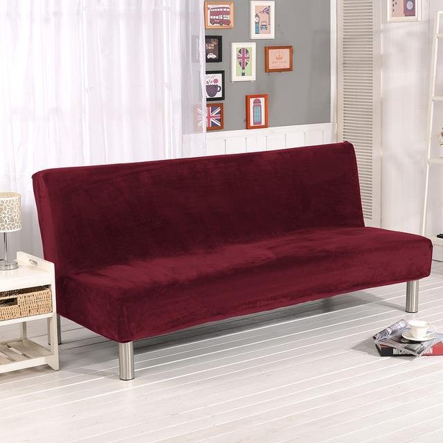 Leorate Samt-Plüsch-Sofa-Bettbezug ohne Armlehnen in Weinrot, elastischer Stretch-Schutz aus Polyester für Sofa und Bett, Breite: 185 cm bis 210 cm - Bild 1
