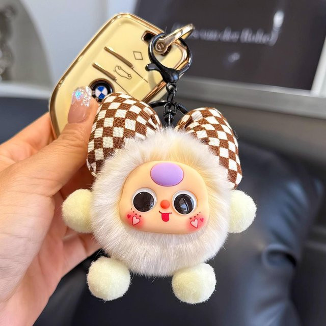 Linyi toy Schlüsselanhänger, Schleifen-Briketts, Rex-Kaninchenfell, brown, Damen - Bild 1
