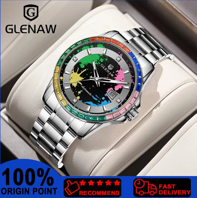 GLENAW Armbanduhr Automatik, Edelstahl, Schwarz, Gold, Herren - Bild 1