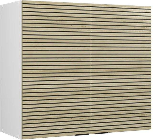 Vicco Hängeschrank Fame-Line Glashängeschrank mit Weiß Korpus und Eiche Paneel, Breite: 80 cm, Höhe: 72 cm, Tiefe: 34,1 cm - Bild 2