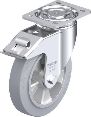 Blickle Lenkrolle LH-ALEV 200K-FI-SG mit Feststeller in Silber/Grau, Rad-Durchmesser: 200 mm, Tragfähigkeit: 500 kg - Bild 1
